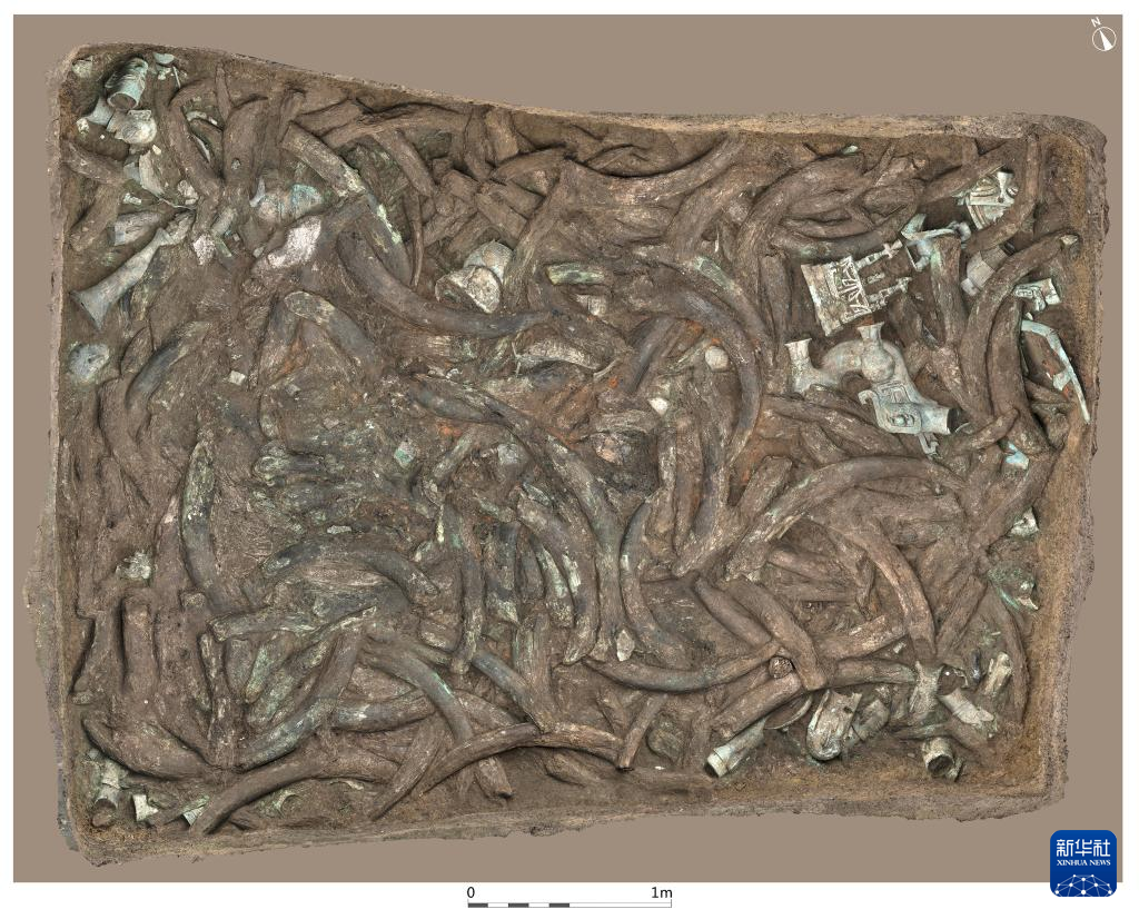 四川廣漢市三星堆商代遺址八號坑（資料圖）。