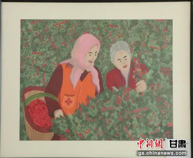 靖遠(yuǎn)縣枸杞種植業(yè)帶動(dòng)10多萬農(nóng)民脫貧致富。刺繡 王明風(fēng) 繡稿 胡靜