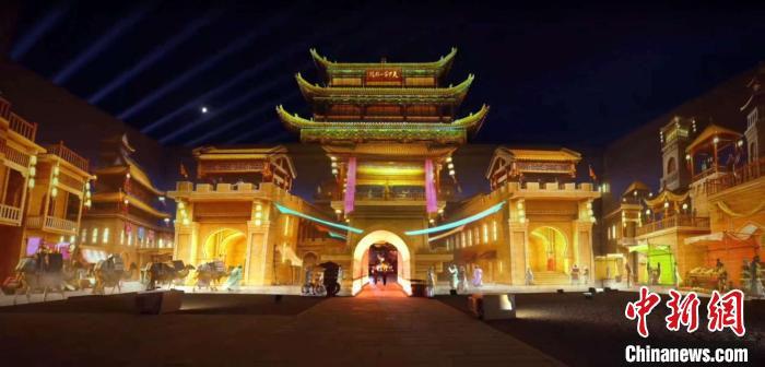 2024年7月15日，甘肅嘉峪關(guān)開(kāi)啟“夜游”模式。圖為夜游燈光劇《天下嘉峪關(guān)》光影效果。(甘肅嘉峪關(guān)關(guān)城景區(qū)供圖)