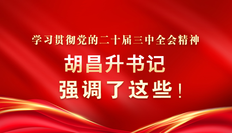 圖解|學(xué)習(xí)貫徹黨的二十屆三中全會(huì)精神 胡昌升書記強(qiáng)調(diào)了這些！